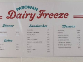 Parowan Dairy Freeze menu