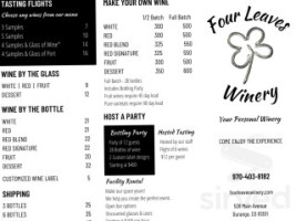 Four Leaves Winery menu