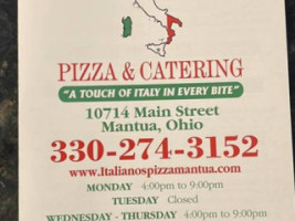 Italiano's Pizzaria And Catering menu