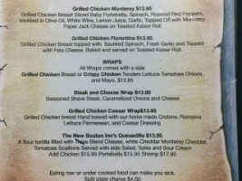 New Boston Inn menu