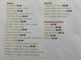 Hot Dawgs menu