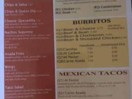 Pancho’s Restaurant Bar menu