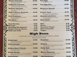 Crowbar Cafe Saloon menu