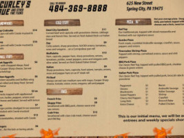 Curley 's 'que menu