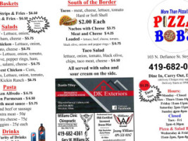 Pizza Bob's Stryker menu