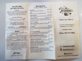 Bambini's Pizzeria menu