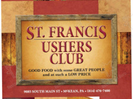 St. Ushers Club menu