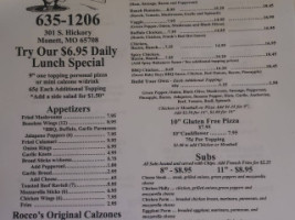 Rocco's Pizza Of Monett menu