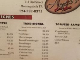 Angelo's Ii Monongahela menu