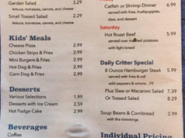 Critter's Corner menu