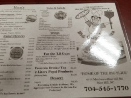 Big Guy's Pizza menu