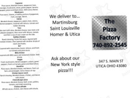 The Pizza Factory, Llc menu