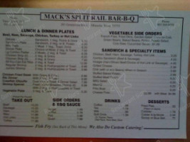 Mack's Split Rail Bbq menu