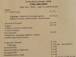 Paci's Pizza menu