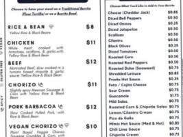 La Choza Burritos Bowls menu