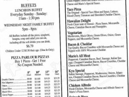 Pizza Parlour Van Buren menu