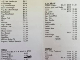 Steburger's menu