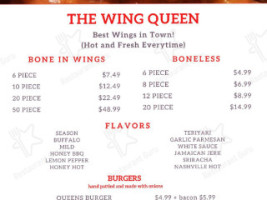 The Wing Queen menu