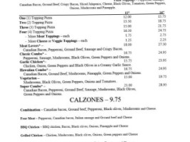 Backroads Pub And Grub menu