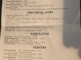 Trinidad Cafe menu