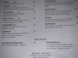 Stevenson's Sushi Spirits menu