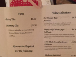 Linens Lace Tea Room menu