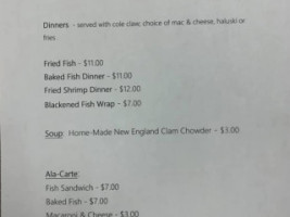 Buckey's menu