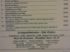 Taqueria El Regional menu