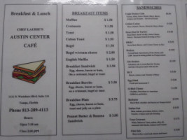 Austin Center Cafe menu