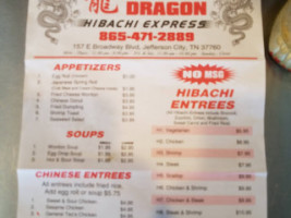 Twin Dragon Hibachi Express menu