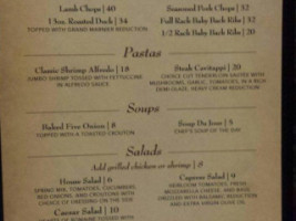 Copper Oak Steakhouse menu