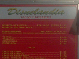 Disnelandia Tacos menu