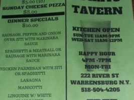 Spirits Tavern Italian American menu