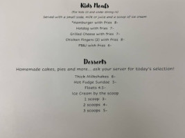 Aero Diner menu