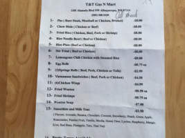 T&t Gas N Mart menu