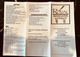 Royal Mandarin Express menu