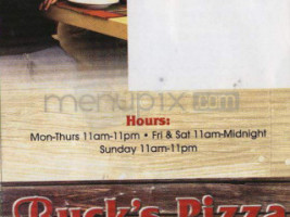 Buck's Pizza menu