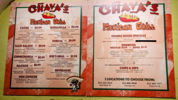 Chava’s Mexican Grill menu