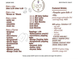 Liv's Boba Café menu