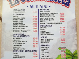 La Sonsonateca menu