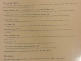 Jeter's Deli Cafe menu