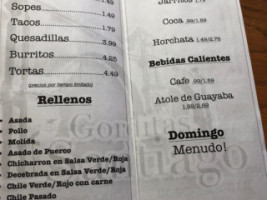 Gorditas Mi Santiago menu