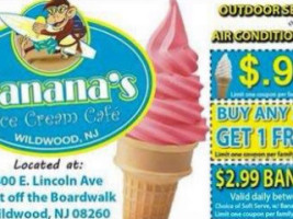 Banana's Ice Cream Cafe menu