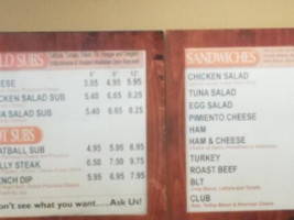 Pat's Sub Shop menu