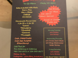 Island Boy Kreationz Food Truck Catering menu