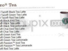 Starbucks menu