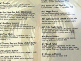 Senor California menu