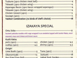 Mizumi Roll Izakaya menu