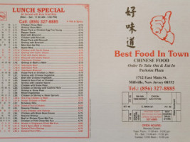 Best Food In Town menu