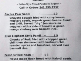 Blue Elephant menu